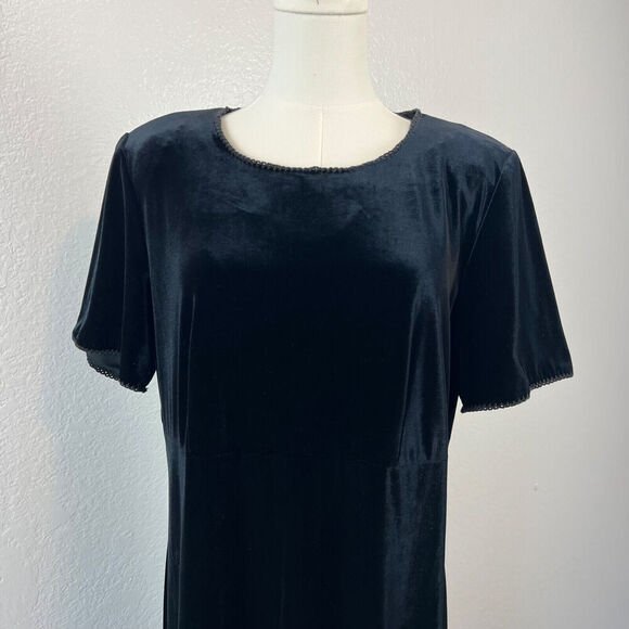 VTG Talbots Dress Womens 14 Black Velvet Maxi Fairy Grunge Goth Vamp Y2K READ - Picture 2 of 15